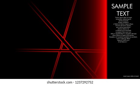 book cover designs, magazines, brochures, etc. with the red line concept and black background. and examples of writing next to it. Vector illustration graphic design