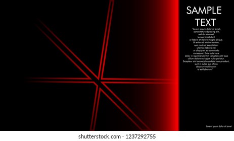 book cover designs, magazines, brochures, etc. with the red line concept and black background. and examples of writing next to it. Vector illustration graphic design