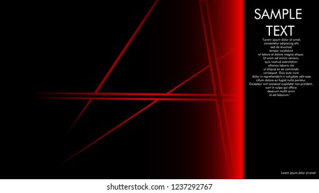 book cover designs, magazines, brochures, etc. with the red line concept and black background. and examples of writing next to it. Vector illustration graphic design