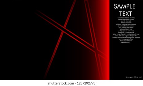 book cover designs, magazines, brochures, etc. with the red line concept and black background. and examples of writing next to it. Vector illustration graphic design