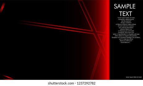 book cover designs, magazines, brochures, etc. with the red line concept and black background. and examples of writing next to it. Vector illustration graphic design