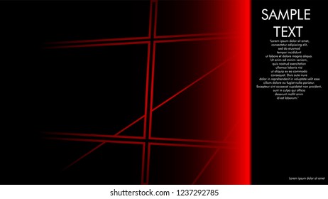 book cover designs, magazines, brochures, etc. with the red line concept and black background. and examples of writing next to it. Vector illustration graphic design