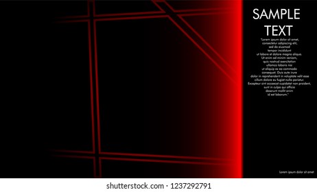 book cover designs, magazines, brochures, etc. with the red line concept and black background. and examples of writing next to it. Vector illustration graphic design