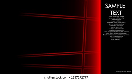 book cover designs, magazines, brochures, etc. with the red line concept and black background. and examples of writing next to it. Vector illustration graphic design