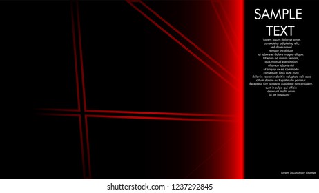 book cover designs, magazines, brochures, etc. with the red line concept and black background. and examples of writing next to it. Vector illustration graphic design