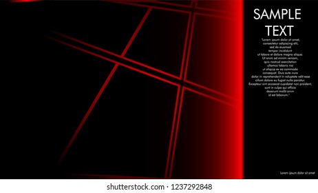 book cover designs, magazines, brochures, etc. with the red line concept and black background. and examples of writing next to it. Vector illustration graphic design