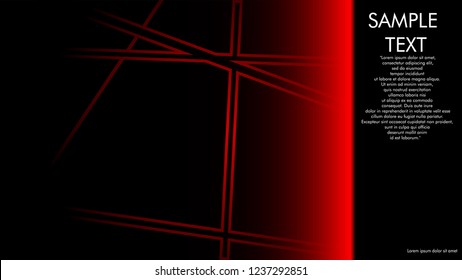 book cover designs, magazines, brochures, etc. with the red line concept and black background. and examples of writing next to it. Vector illustration graphic design
