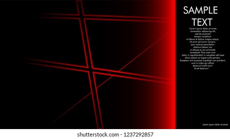 book cover designs, magazines, brochures, etc. with the red line concept and black background. and examples of writing next to it. Vector illustration graphic design