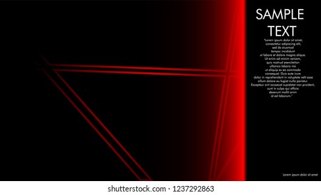 book cover designs, magazines, brochures, etc. with the red line concept and black background. and examples of writing next to it. Vector illustration graphic design
