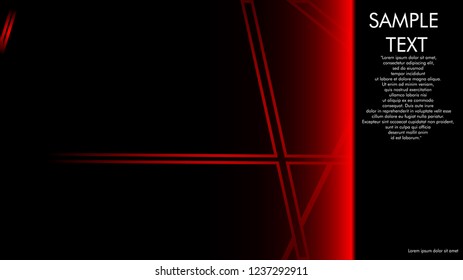 book cover designs, magazines, brochures, etc. with the red line concept and black background. and examples of writing next to it. Vector illustration graphic design