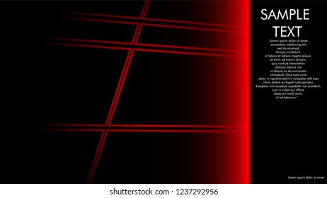 book cover designs, magazines, brochures, etc. with the red line concept and black background. and examples of writing next to it. Vector illustration graphic design