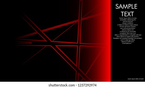 book cover designs, magazines, brochures, etc. with the red line concept and black background. and examples of writing next to it. Vector illustration graphic design