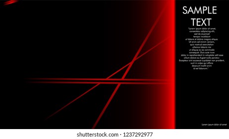 book cover designs, magazines, brochures, etc. with the red line concept and black background. and examples of writing next to it. Vector illustration graphic design