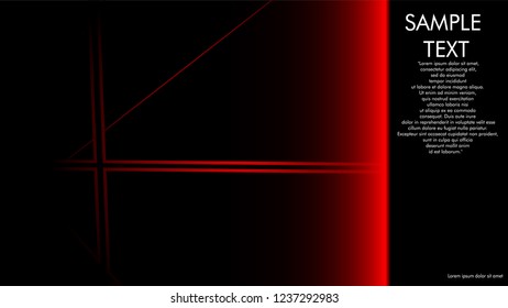 book cover designs, magazines, brochures, etc. with the red line concept and black background. and examples of writing next to it. Vector illustration graphic design