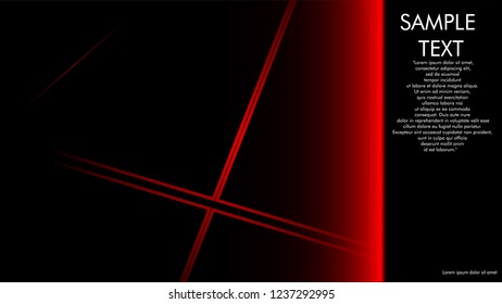 book cover designs, magazines, brochures, etc. with the red line concept and black background. and examples of writing next to it. Vector illustration graphic design