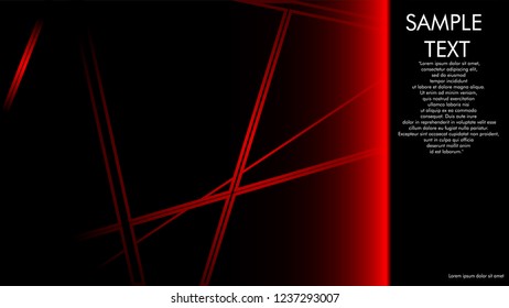 book cover designs, magazines, brochures, etc. with the red line concept and black background. and examples of writing next to it. Vector illustration graphic design