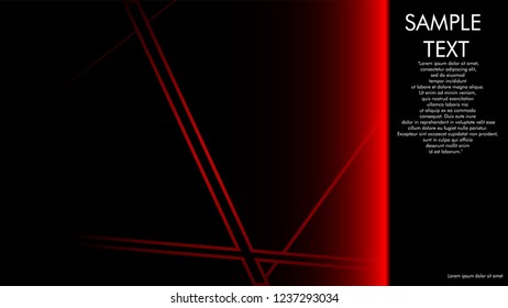book cover designs, magazines, brochures, etc. with the red line concept and black background. and examples of writing next to it. Vector illustration graphic design