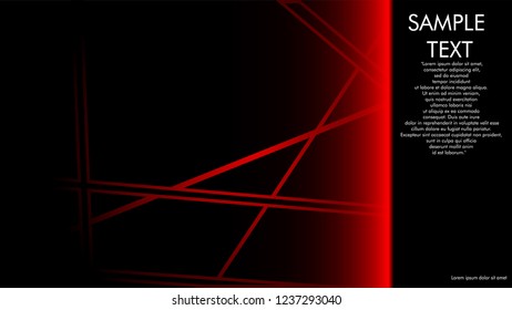 book cover designs, magazines, brochures, etc. with the red line concept and black background. and examples of writing next to it. Vector illustration graphic design