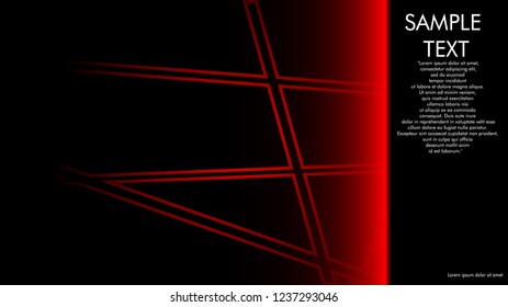 book cover designs, magazines, brochures, etc. with the red line concept and black background. and examples of writing next to it. Vector illustration graphic design