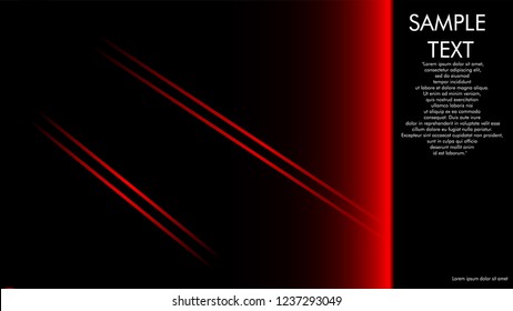 book cover designs, magazines, brochures, etc. with the red line concept and black background. and examples of writing next to it. Vector illustration graphic design
