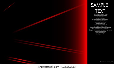 book cover designs, magazines, brochures, etc. with the red line concept and black background. and examples of writing next to it. Vector illustration graphic design