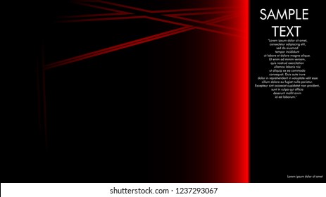 book cover designs, magazines, brochures, etc. with the red line concept and black background. and examples of writing next to it. Vector illustration graphic design