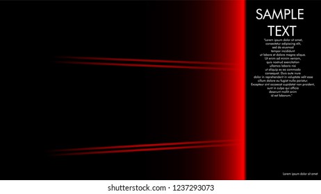 book cover designs, magazines, brochures, etc. with the red line concept and black background. and examples of writing next to it. Vector illustration graphic design