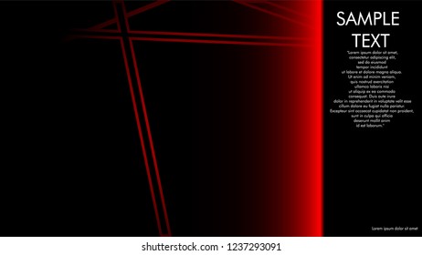 book cover designs, magazines, brochures, etc. with the red line concept and black background. and examples of writing next to it. Vector illustration graphic design