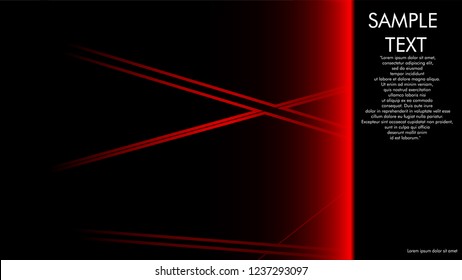 book cover designs, magazines, brochures, etc. with the red line concept and black background. and examples of writing next to it. Vector illustration graphic design