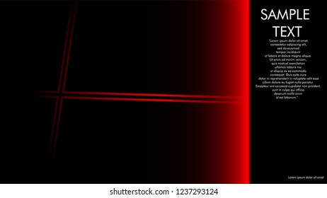 book cover designs, magazines, brochures, etc. with the red line concept and black background. and examples of writing next to it. Vector illustration graphic design