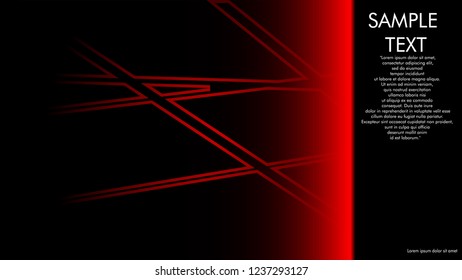 book cover designs, magazines, brochures, etc. with the red line concept and black background. and examples of writing next to it. Vector illustration graphic design