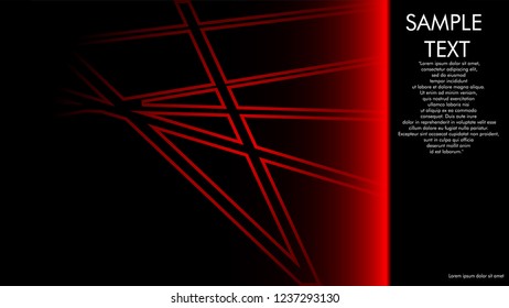 book cover designs, magazines, brochures, etc. with the red line concept and black background. and examples of writing next to it. Vector illustration graphic design