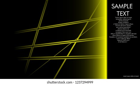 book cover designs, magazines, brochures, etc. with the yellow line concept and black background. and examples of writing next to it. Vector illustration graphic design