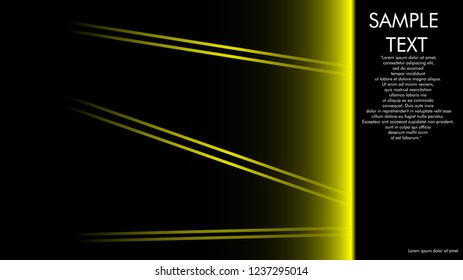 book cover designs, magazines, brochures, etc. with the yellow line concept and black background. and examples of writing next to it. Vector illustration graphic design