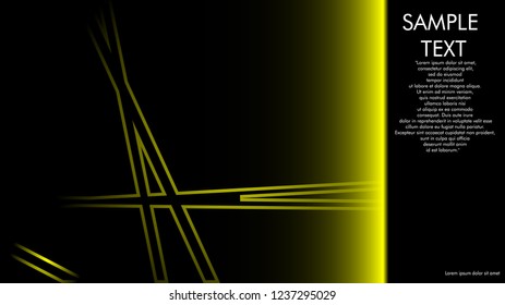 book cover designs, magazines, brochures, etc. with the yellow line concept and black background. and examples of writing next to it. Vector illustration graphic design