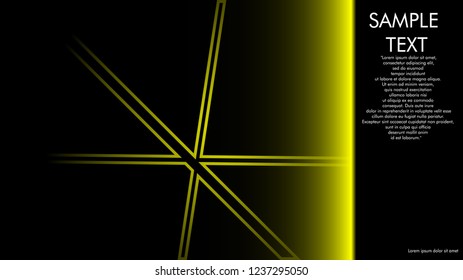 book cover designs, magazines, brochures, etc. with the yellow line concept and black background. and examples of writing next to it. Vector illustration graphic design