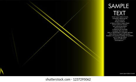 book cover designs, magazines, brochures, etc. with the yellow line concept and black background. and examples of writing next to it. Vector illustration graphic design