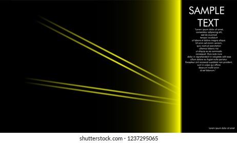 book cover designs, magazines, brochures, etc. with the yellow line concept and black background. and examples of writing next to it. Vector illustration graphic design