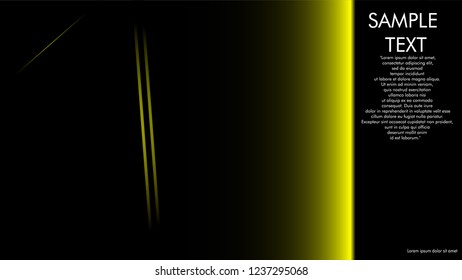book cover designs, magazines, brochures, etc. with the yellow line concept and black background. and examples of writing next to it. Vector illustration graphic design