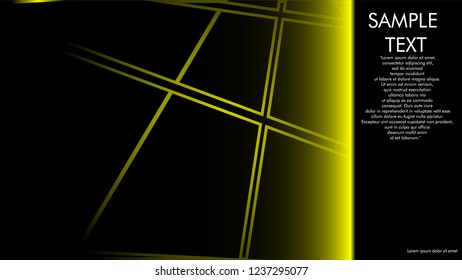 book cover designs, magazines, brochures, etc. with the yellow line concept and black background. and examples of writing next to it. Vector illustration graphic design