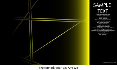 book cover designs, magazines, brochures, etc. with the yellow line concept and black background. and examples of writing next to it. Vector illustration graphic design
