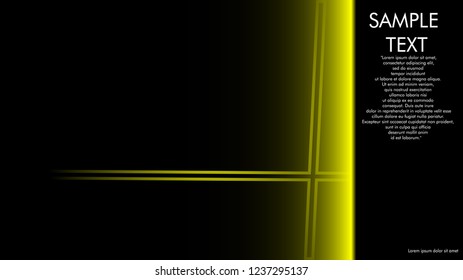 book cover designs, magazines, brochures, etc. with the yellow line concept and black background. and examples of writing next to it. Vector illustration graphic design