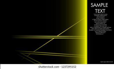 book cover designs, magazines, brochures, etc. with the yellow line concept and black background. and examples of writing next to it. Vector illustration graphic design