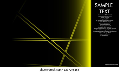 book cover designs, magazines, brochures, etc. with the yellow line concept and black background. and examples of writing next to it. Vector illustration graphic design