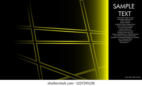 book cover designs, magazines, brochures, etc. with the yellow line concept and black background. and examples of writing next to it. Vector illustration graphic design