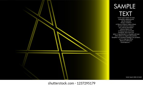 book cover designs, magazines, brochures, etc. with the yellow line concept and black background. and examples of writing next to it. Vector illustration graphic design