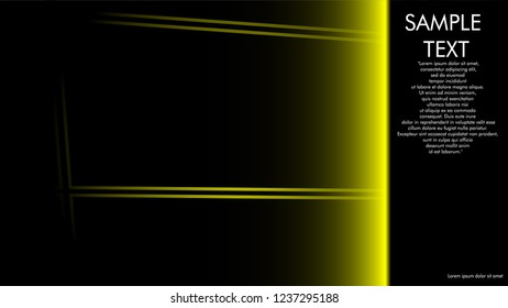 book cover designs, magazines, brochures, etc. with the yellow line concept and black background. and examples of writing next to it. Vector illustration graphic design