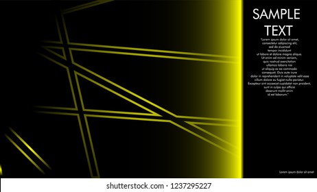 book cover designs, magazines, brochures, etc. with the yellow line concept and black background. and examples of writing next to it. Vector illustration graphic design