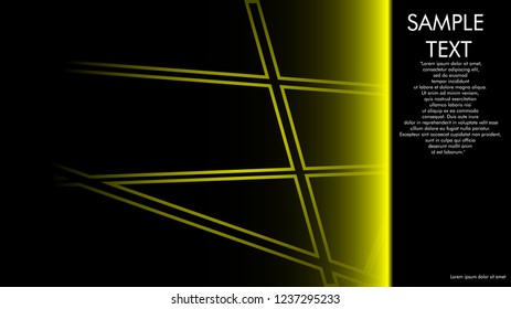 book cover designs, magazines, brochures, etc. with the yellow line concept and black background. and examples of writing next to it. Vector illustration graphic design