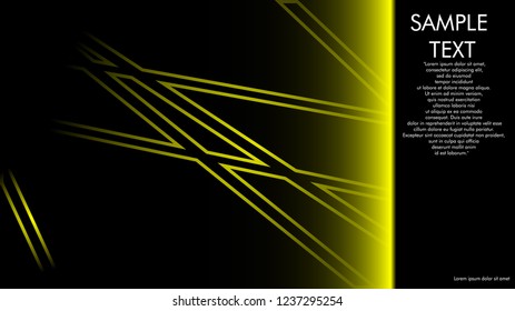 book cover designs, magazines, brochures, etc. with the yellow line concept and black background. and examples of writing next to it. Vector illustration graphic design